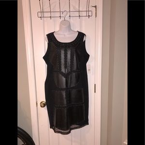 New FTF black studded, leather and net dress sz. 1